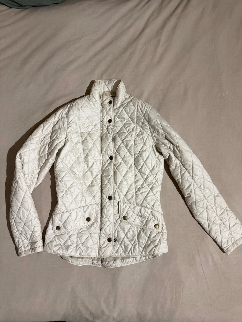 Barbour White Quilted Snap-Front Women's Jacket